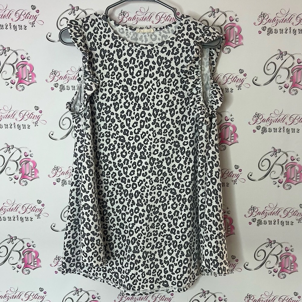 Beeson river tank top ruffle frill sleeves cheetah Leopard Print Ruffle shirt